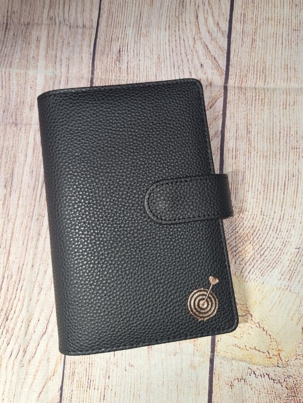 Black A6 Cash Wallet with Rose Gold Rings, Navy Cash Wallet, A6 Budget Binder